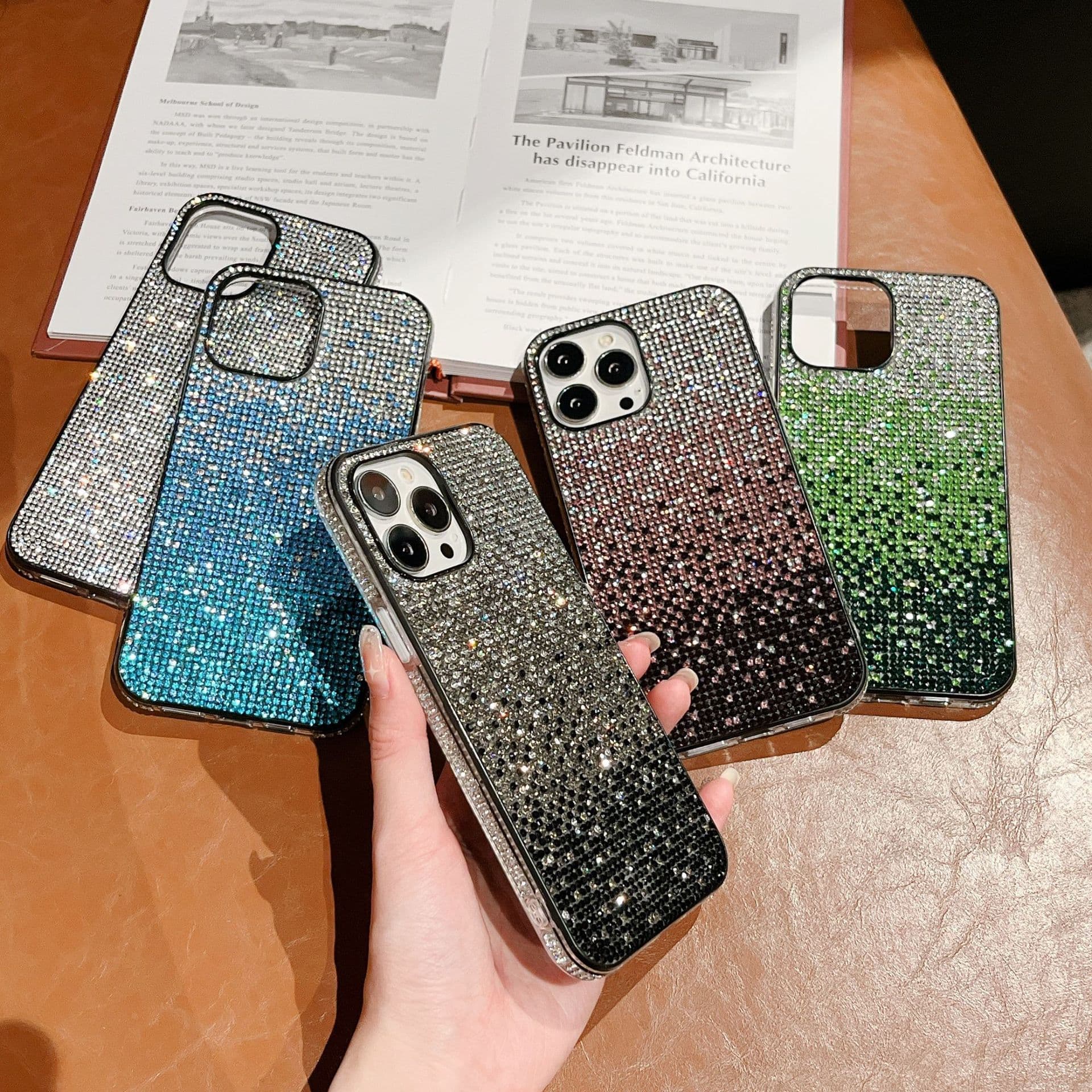 Phone case suitable for rainbow pasted leather diamond mobile