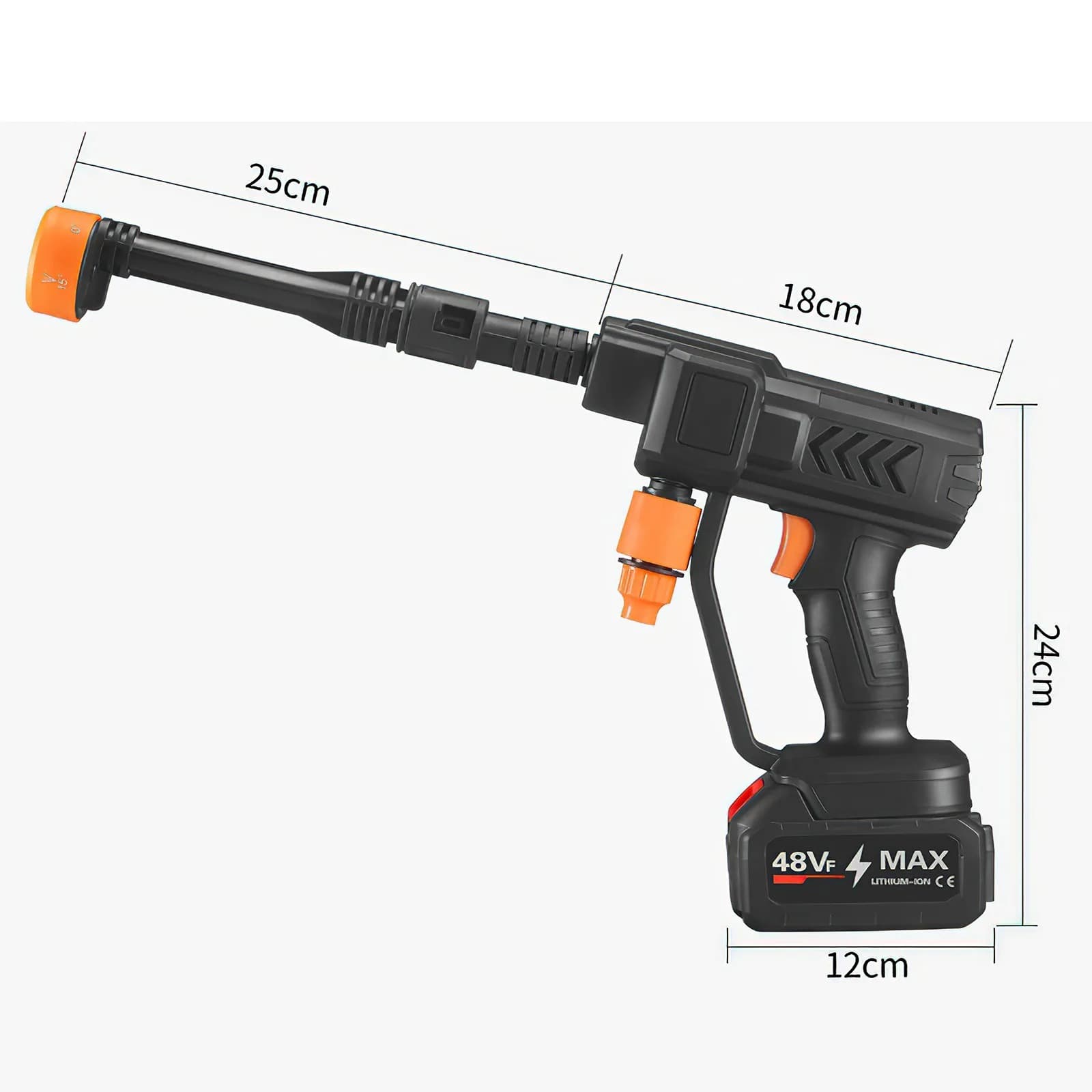 21VCordless High-Pressure car washer with spray gun and 6-in-1 nozzle