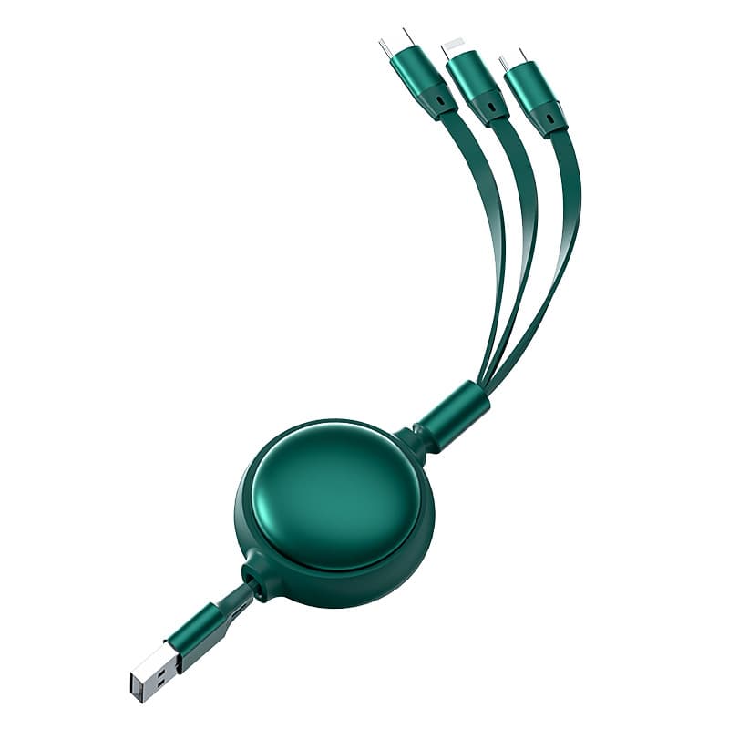 3 In1 USB Cable Micro USB Type C 3 In 1 2.4A Retractable USB C