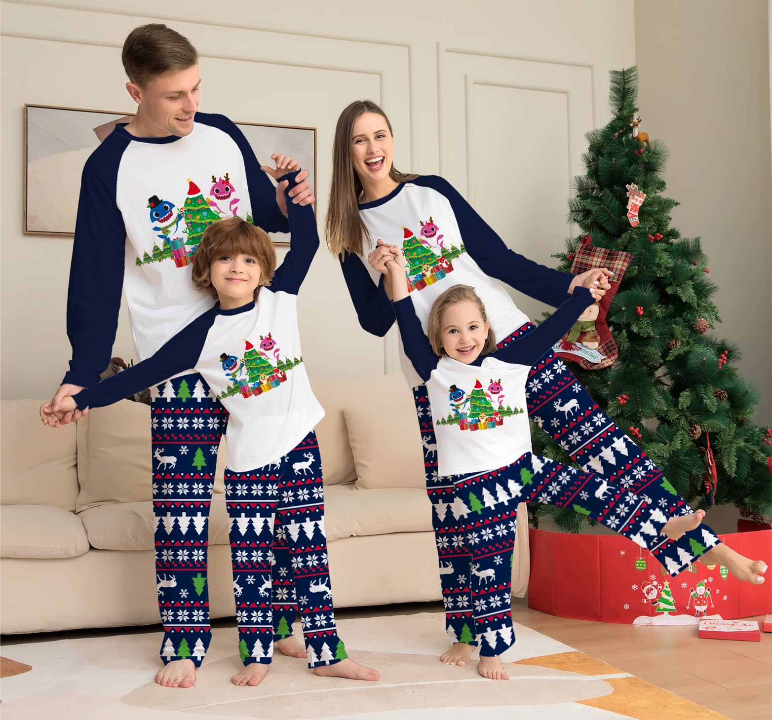 Family matching Christmas pajamas set xmas long sleeve sleepwear