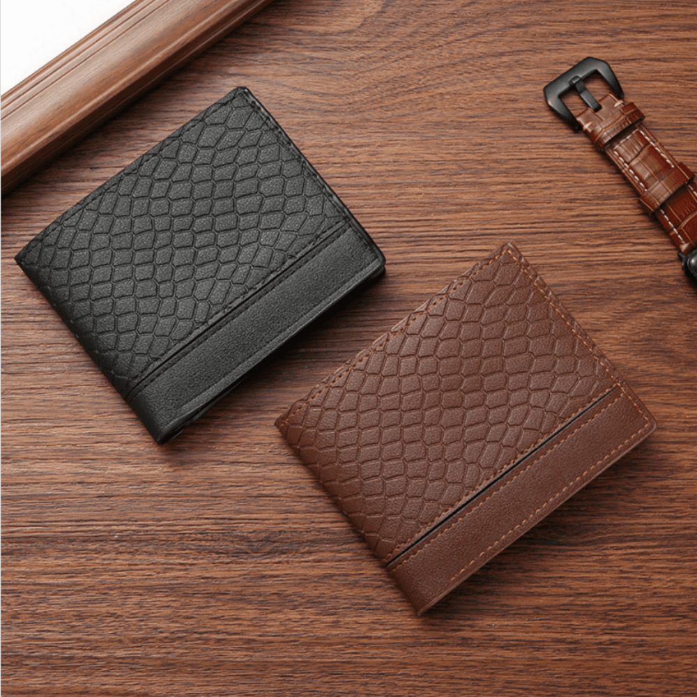 Snakeskin pattern men's short wallet