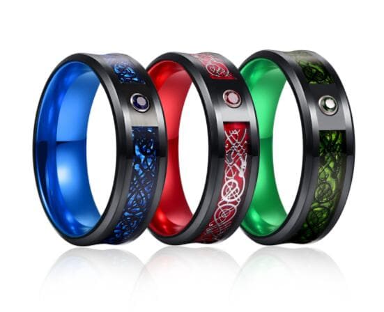 Bague tungstène dragon celtique