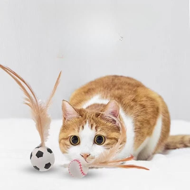 Cat Toys, Self-entertainment Balls, Feather Bouncy Cat Cat