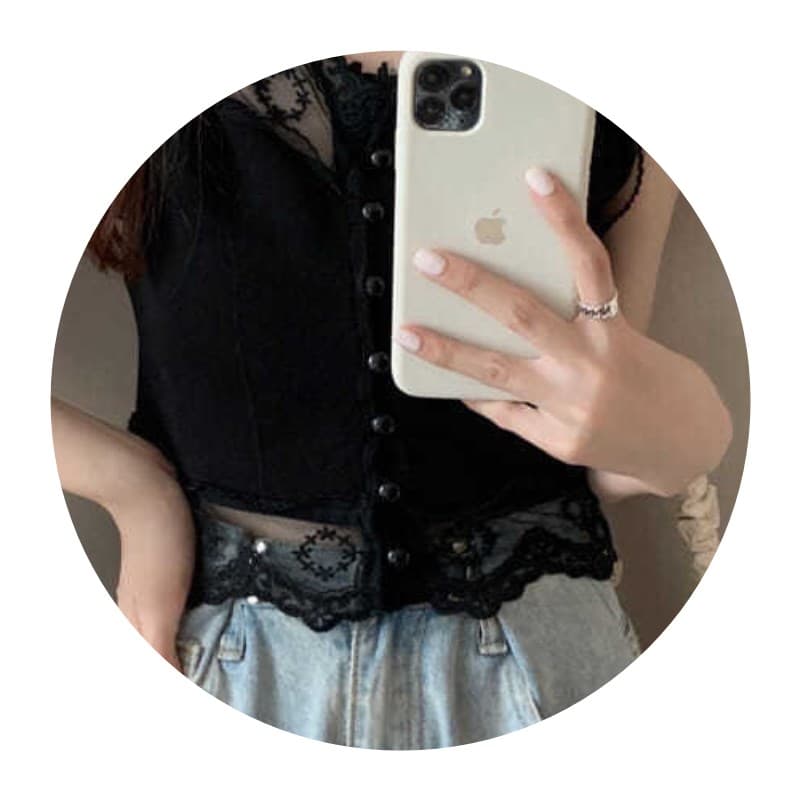 Tube top camisole little girl wears niche French white lace top