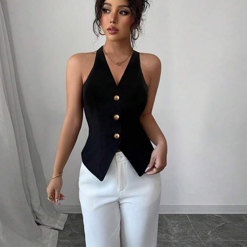 Halter vest summer backless strappy cardigan women's clothing