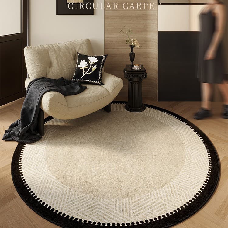 Round vintage French- living room rug