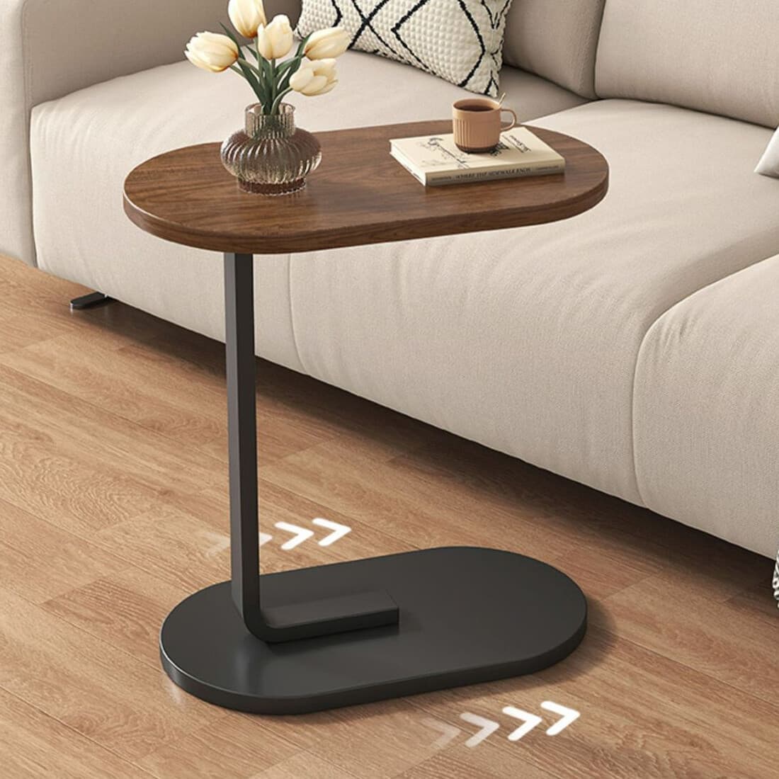 C-Shaped compact sofa side end table coffee laptop living room