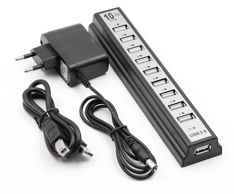 GOOJODOQ 10USB 2.0 Hubs with AC Power Computer Peripherals Supply
