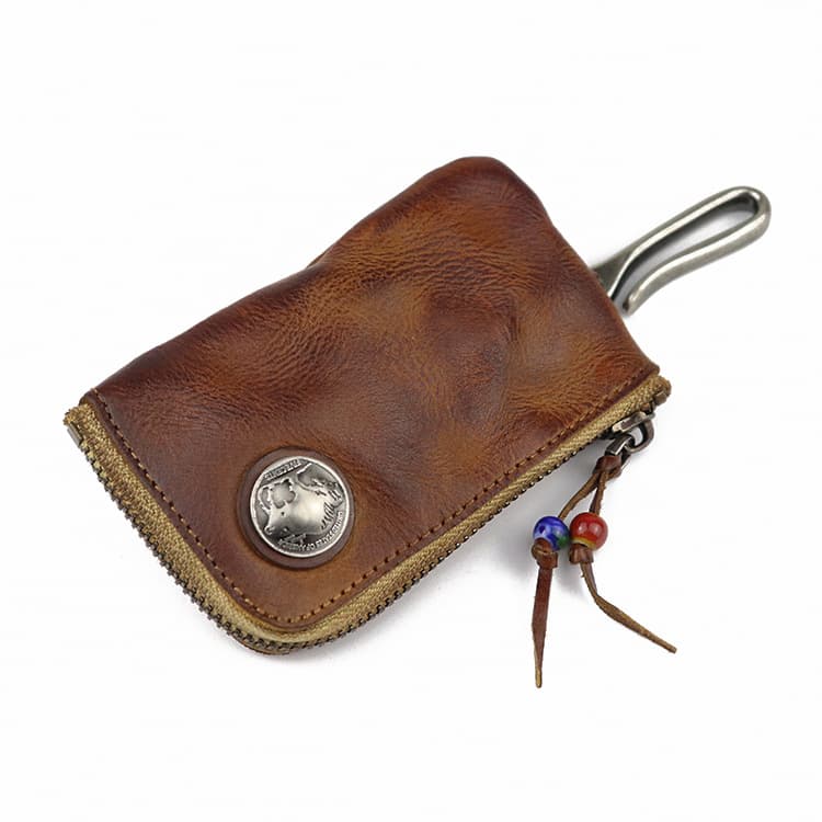 Hand-worn Vegetable-tanned leather key case