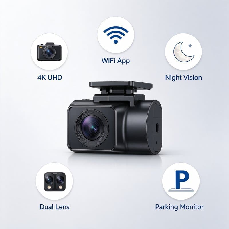 4K WiFi dash cam front rear dual lens reversing camera DVR for daily