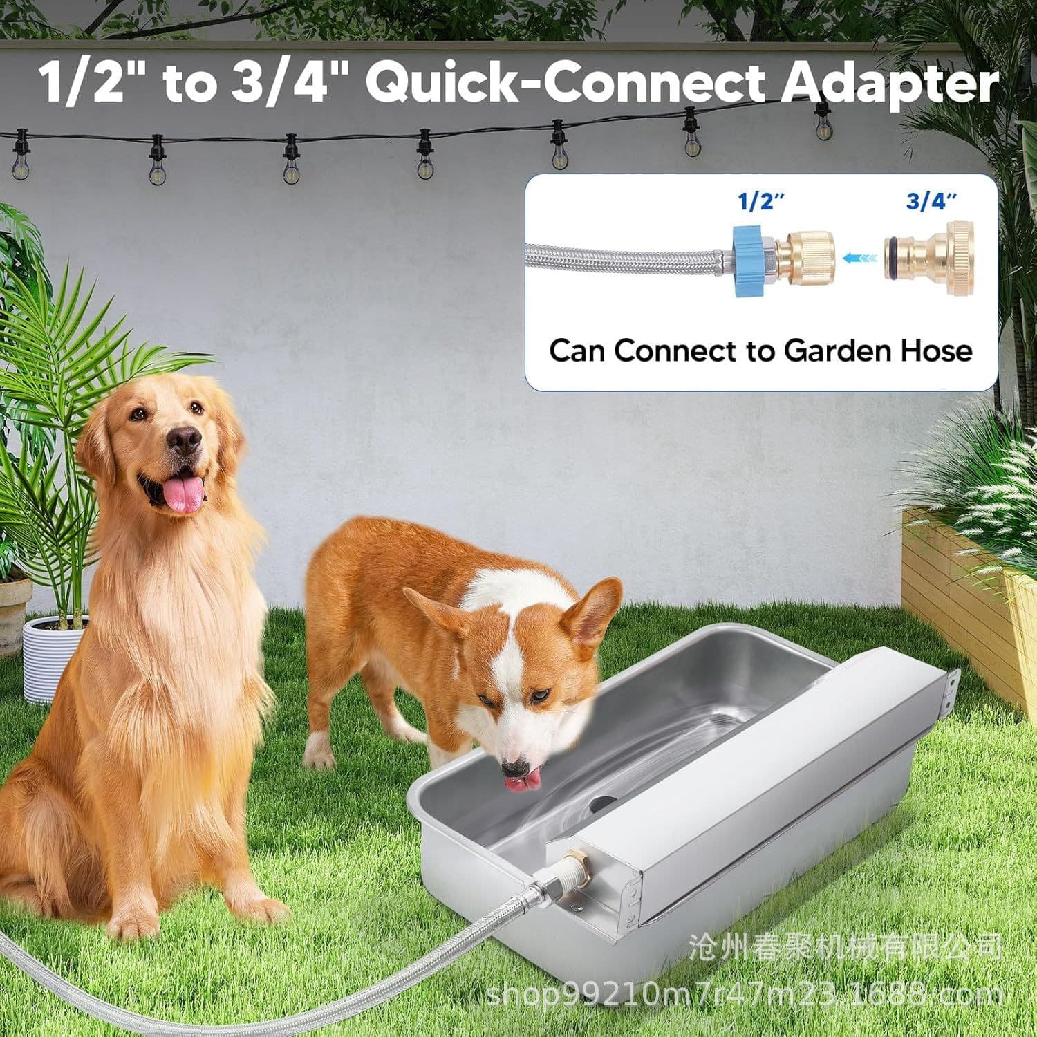 2 gallons stainless steel automatic dog water bowl pet livestock