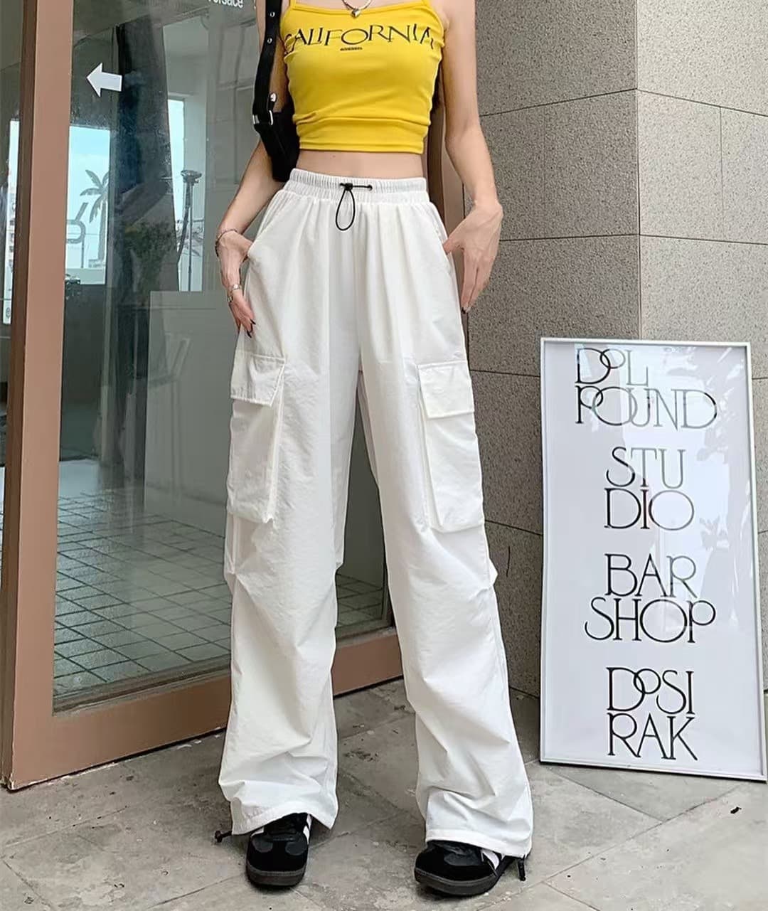 American- vintage work pants, summer versatile Straight-leg, drapey