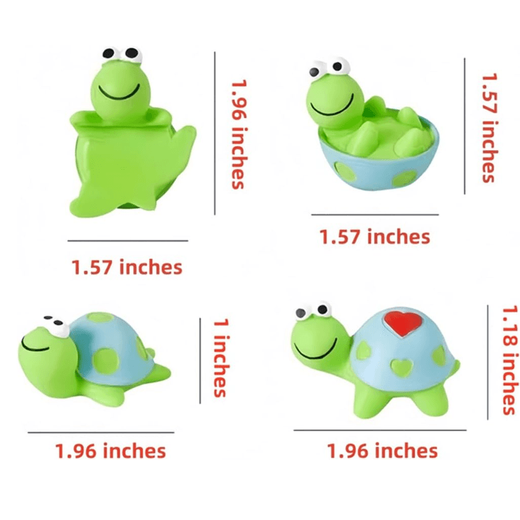 4 pcs mini resin tortoise figurines, cute car dashboard decor funny