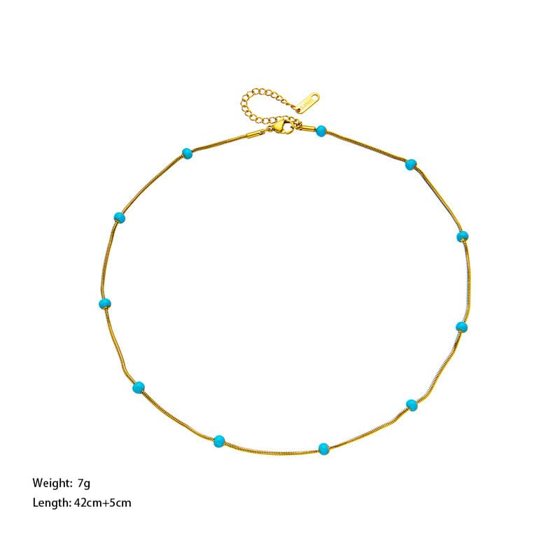 Titanium steel ball drop glaze necklace for women with A colorless