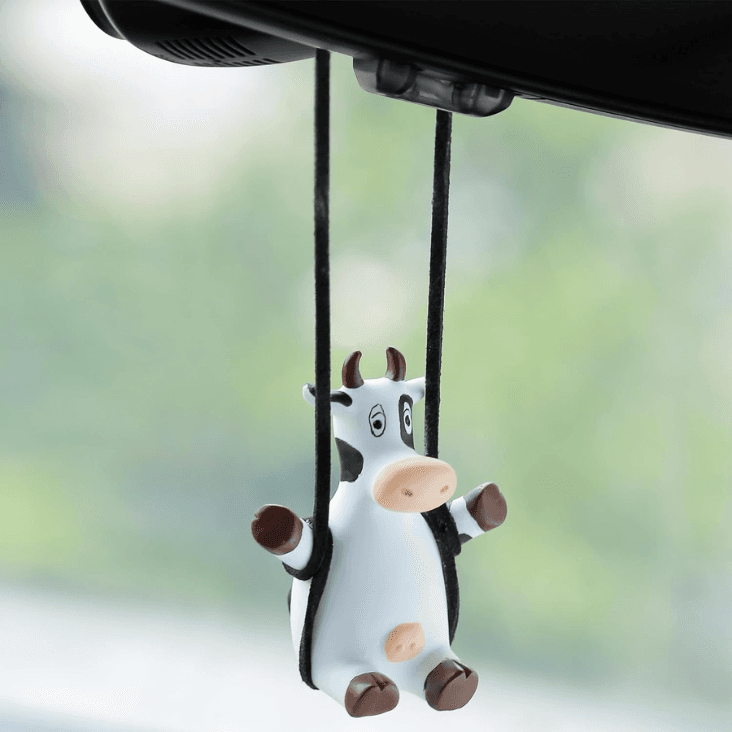 Swinging cow car hanging ornament favorite farm animal car interior