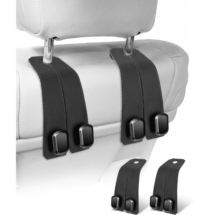 Car hooks for headrest, 2Pcs seat back storage hook luxurious leather