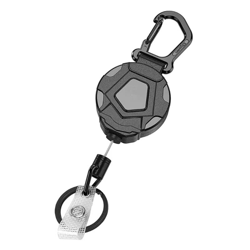 Retractable heavy duty pull ring key chain recoil keyring steel wire