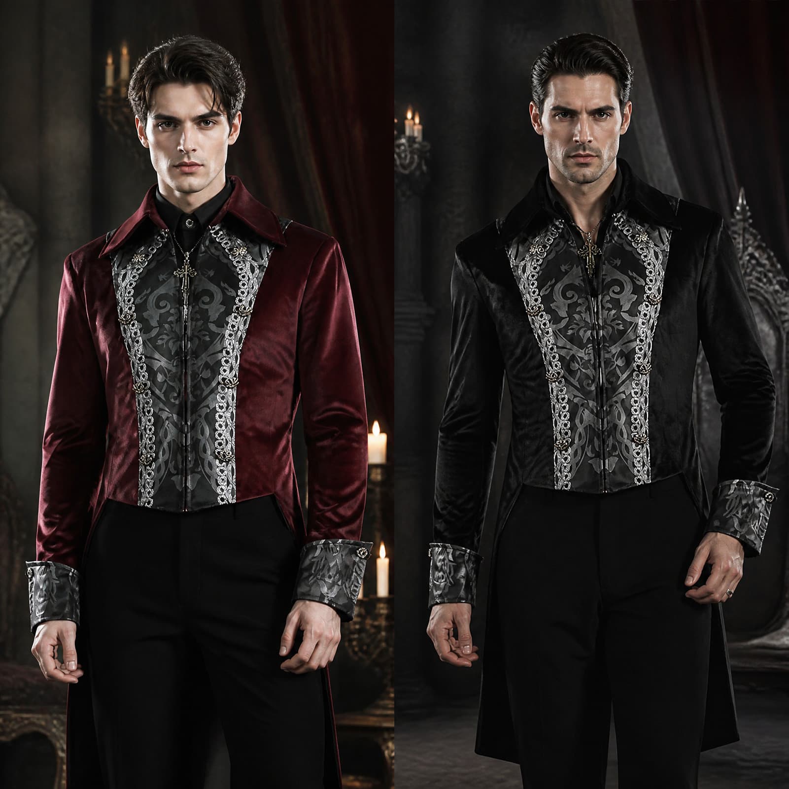 Retro medieval men's dovetail long jacket