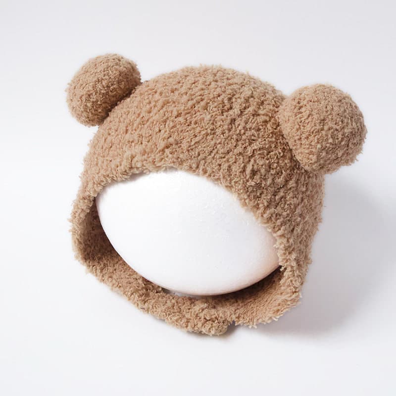 Baby Fleece-lined thermal knitting wool windproof earflaps hat