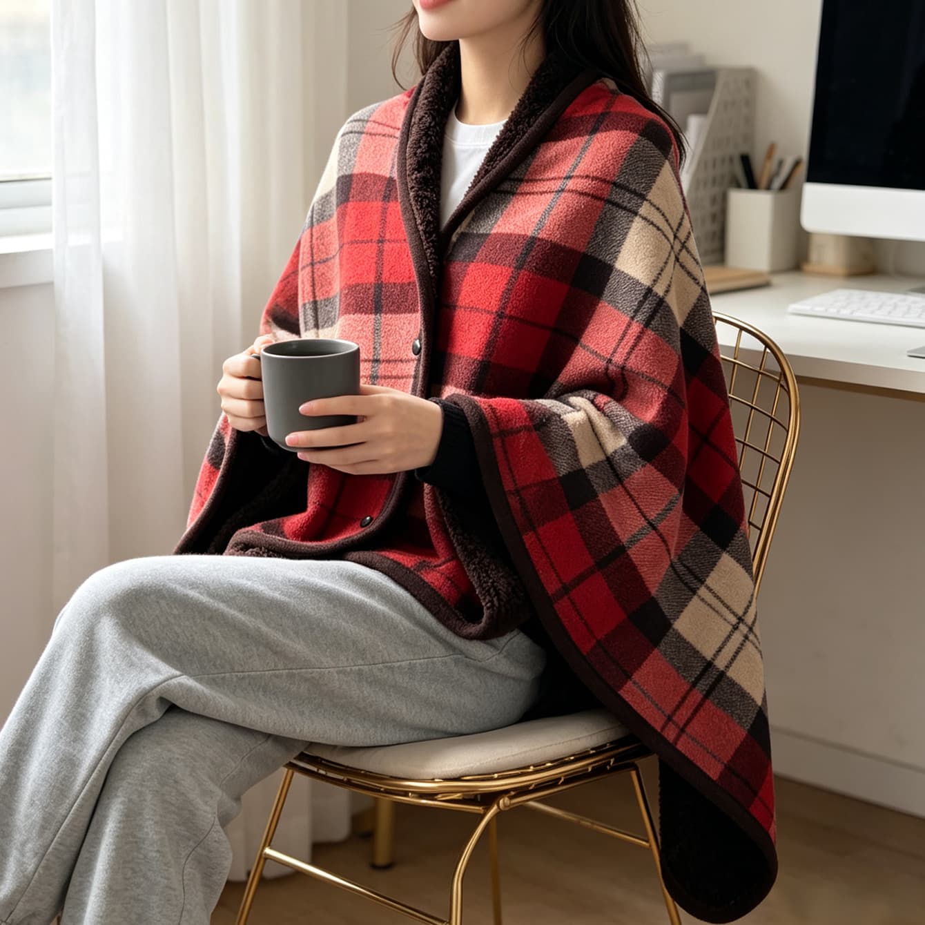 Multifunctional warming shawl blanket nap