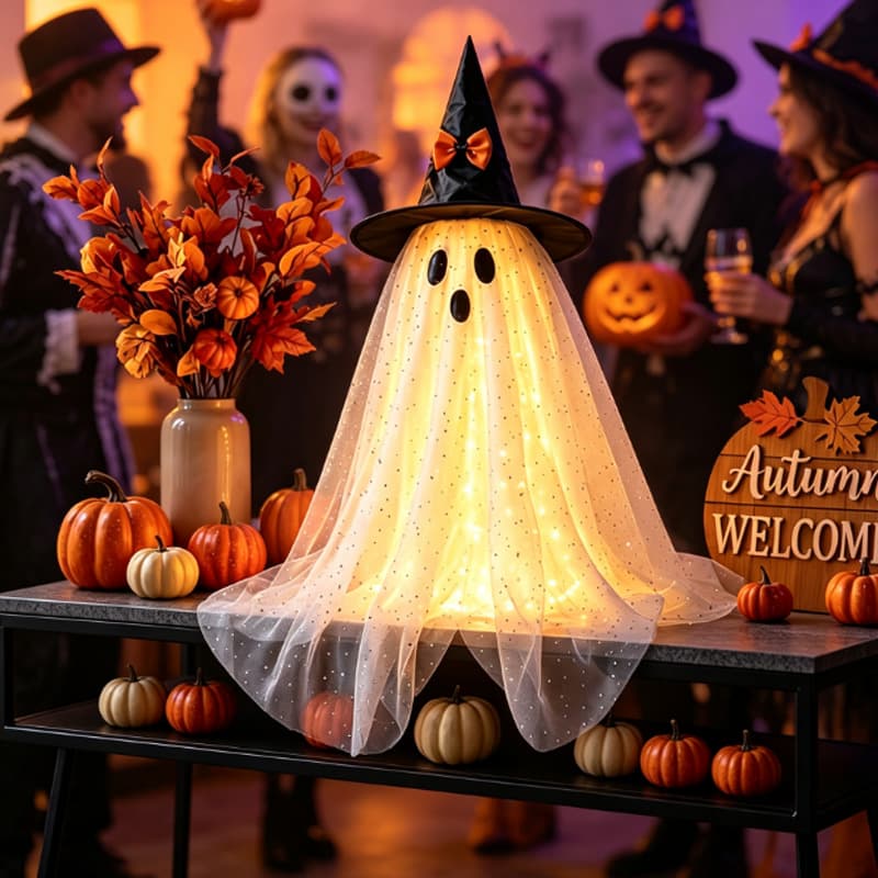 Halloween Bow-Tie white ghost desk ornament