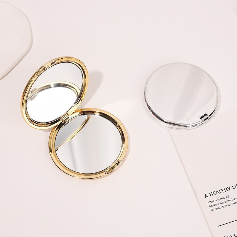 Portable storage round Double-sided folding makeup mirror