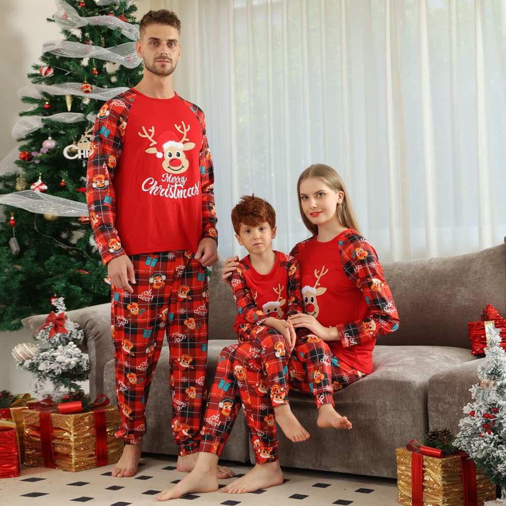 European and American long sleeve home wear printed plaid Christmas
