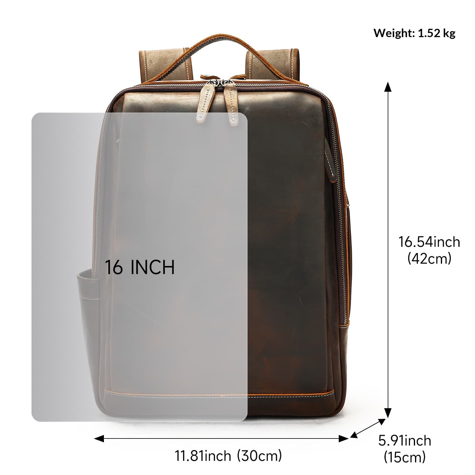 Genuine leather men's backpack large capacity laptop bag