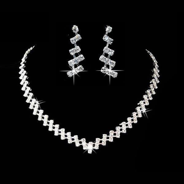 Bridal Jewelry two sets, Rhinestone chain, Wedding Necklace, earring,