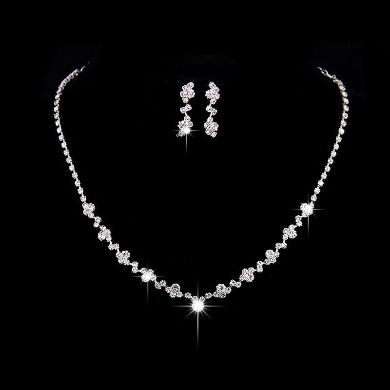 The supply of Bridal Necklace Earrings two sets of simple Rhinestone