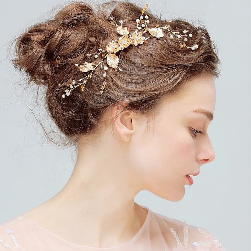 YS803 comb hair crystal diamond disc inserted bride wedding handmade