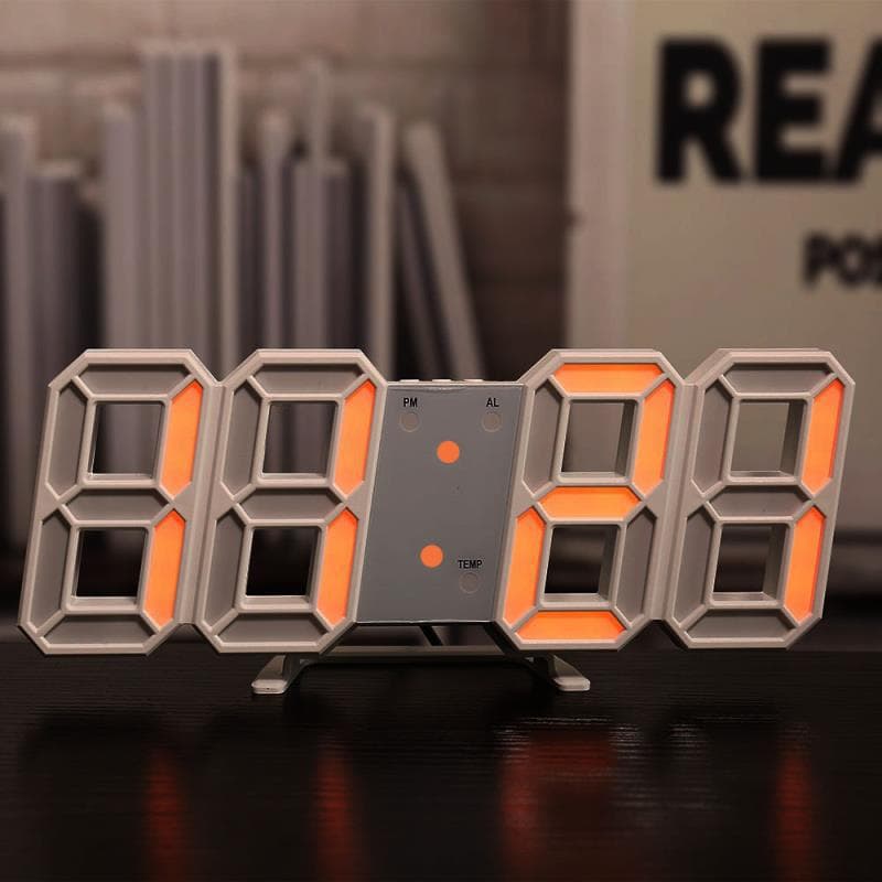 Three-dimensional wall clock, silent digital alarm clock for living