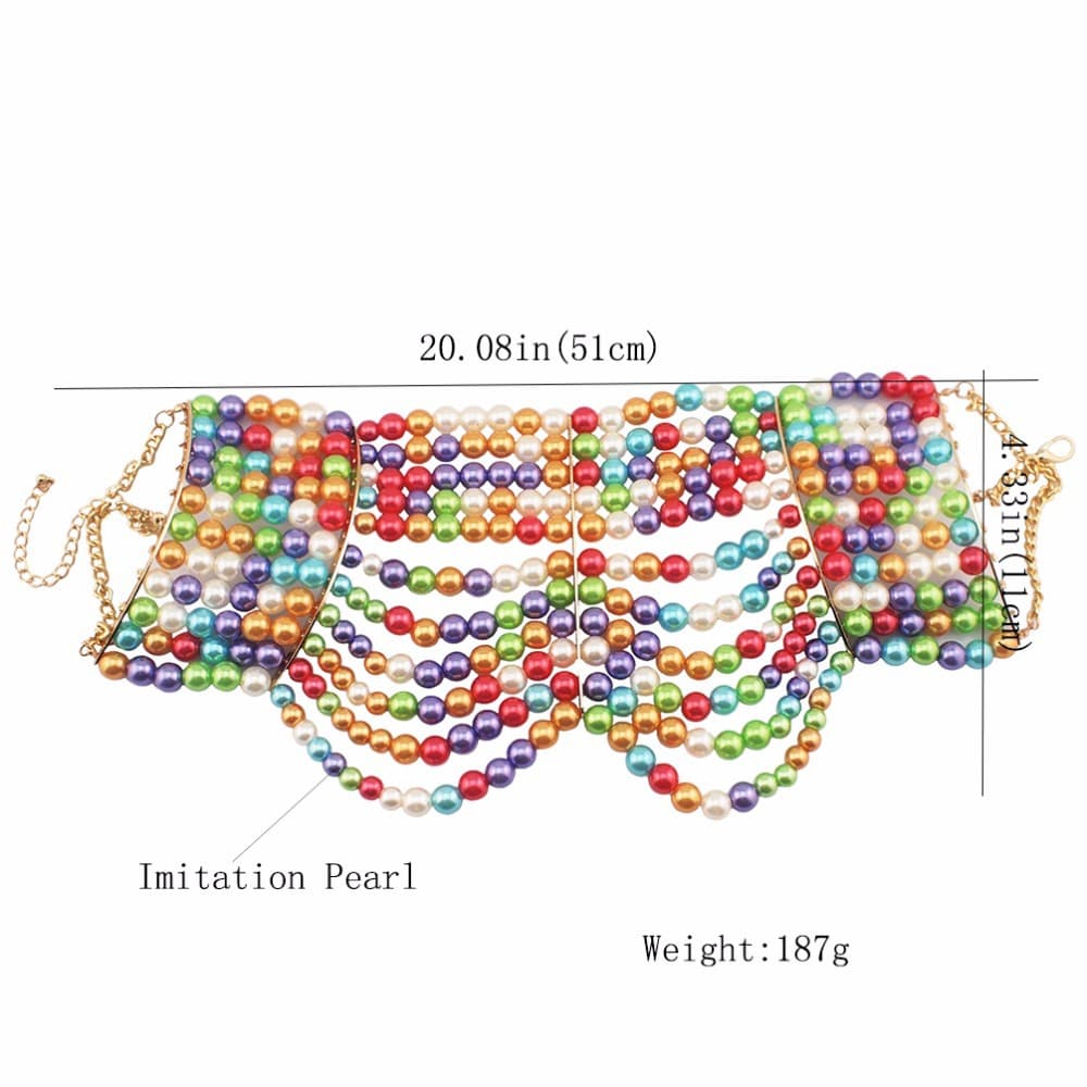 Multi-layered pearl sexy short necklace