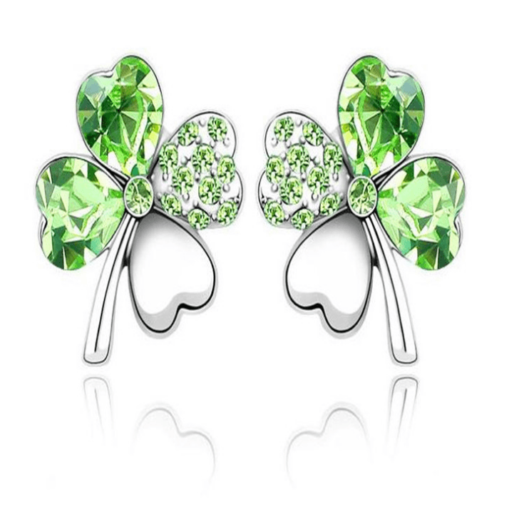 Puces d'oreilles trèfle en cristal