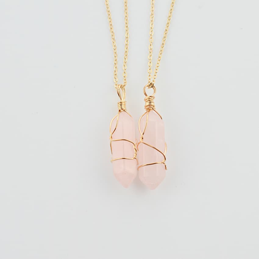 Geometric hexagonal column quartz necklace pendant natural stone