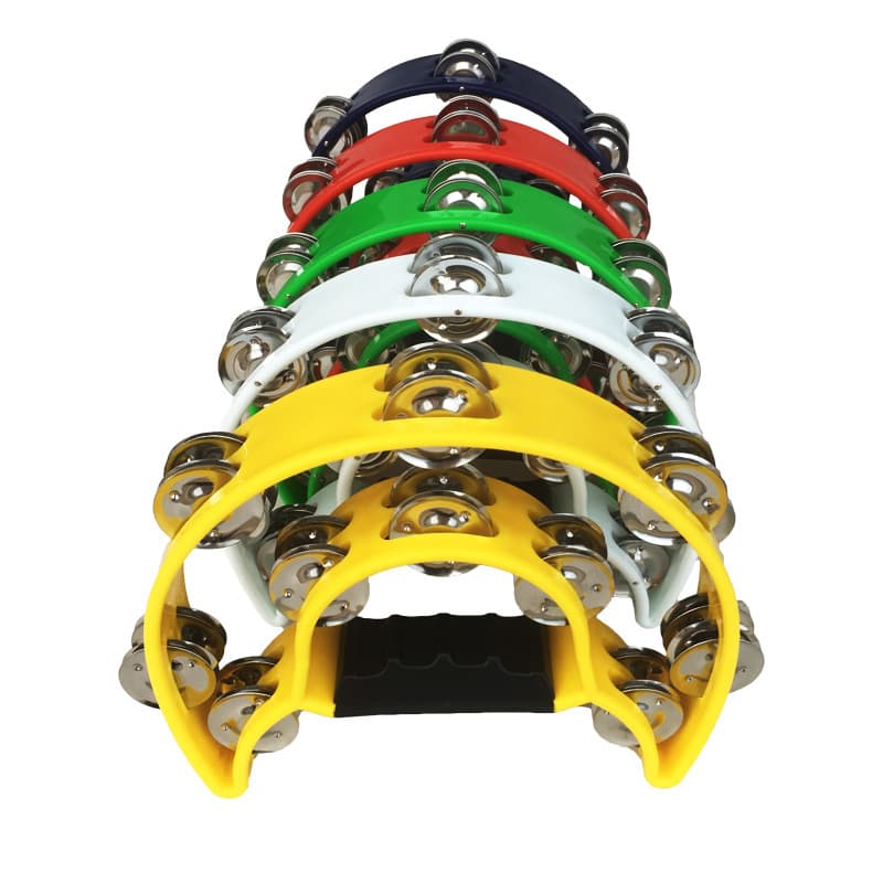 Plastic half moon rattle double row bell ring