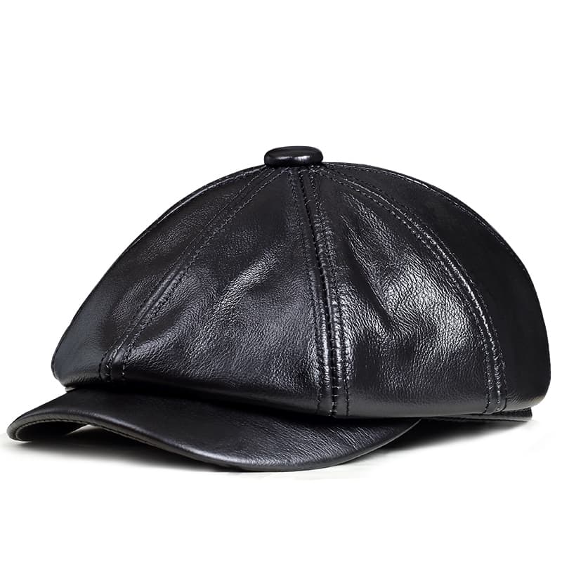 Dome top layer cowhide octagonal hat men