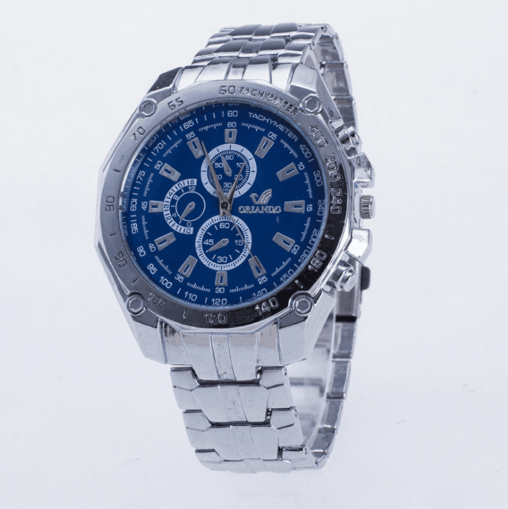 Silver stainless steel mens watches top brand luxury watch men sport