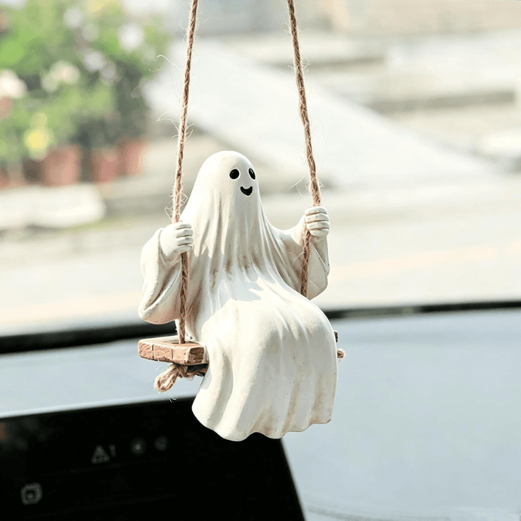 Cute swinging ghost car mirror hanging ornament Halloween car