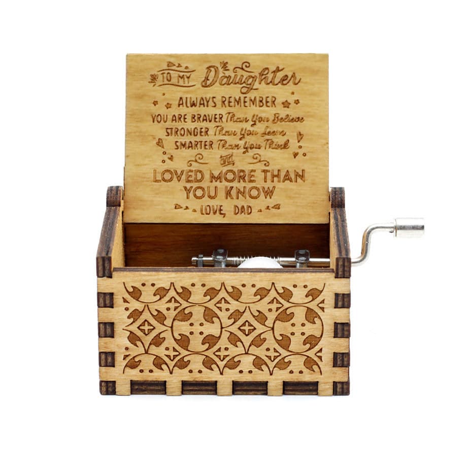 Antique Carved Wooden Hand Crank Spirited Away Music Box Christmas