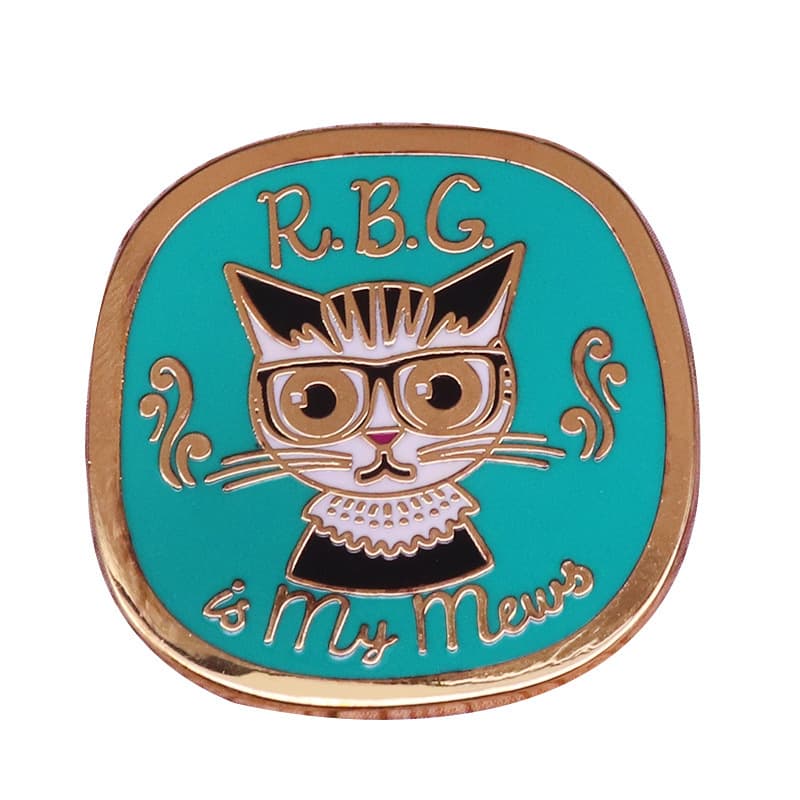 Ruth Ginsburg Inspired RBG Cat Brooch Women's Power Equality Badge
