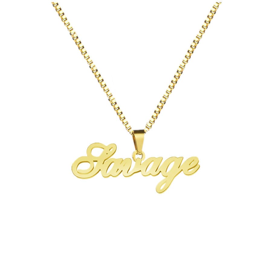 Custom name stainless steel necklace 18K gilded letters