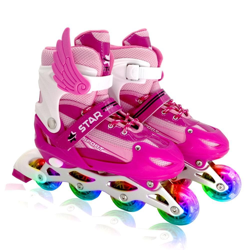 Boy girl children inline skates adjustable size flashing roller