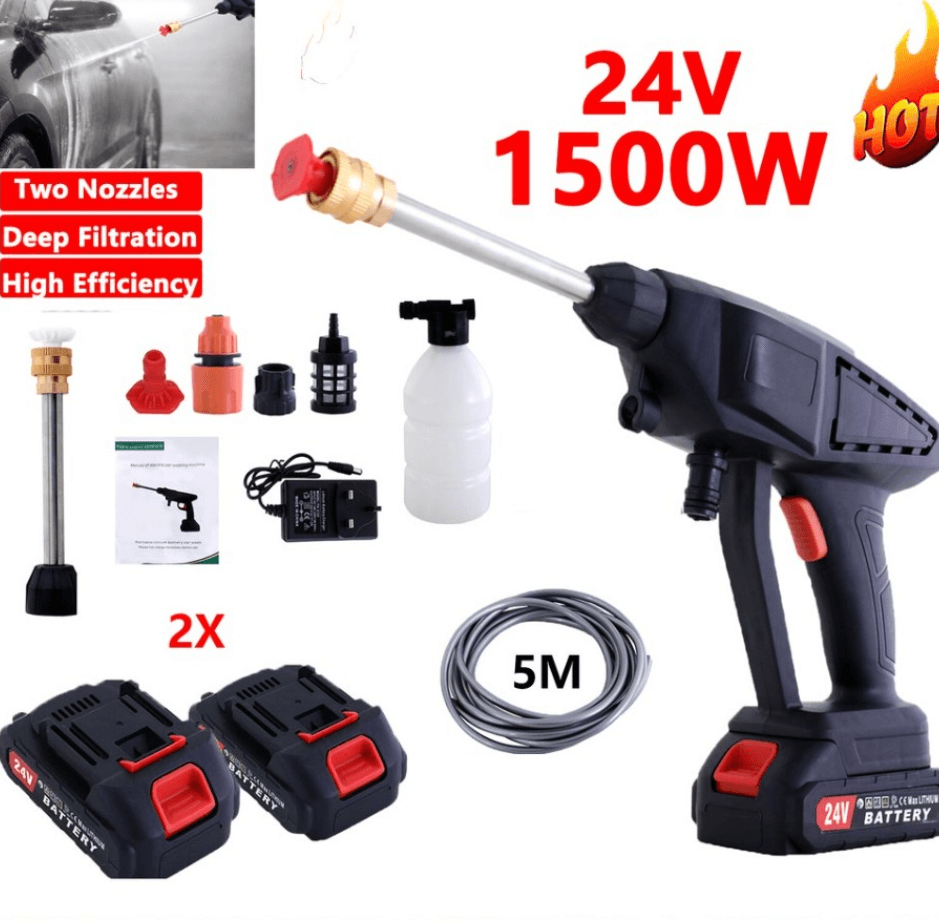 Portable cordless car high pressure washer jet water wash cleaner gun