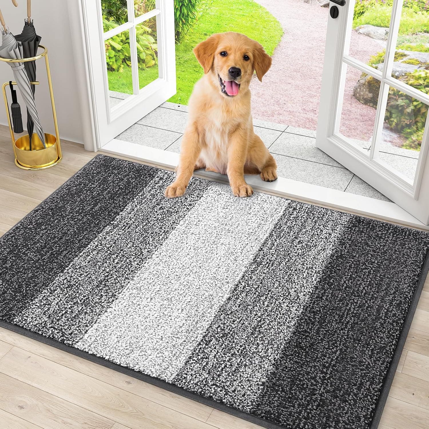 Dog door mat for muddy paws, absorbent pet mat for dirt & wet