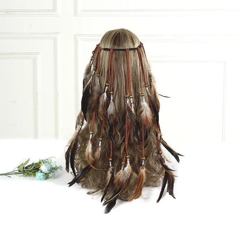 Headband bohème à plumes