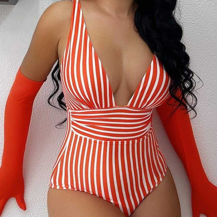 One-piece Swimsuit Sexy Stripes Women's Multi-color Bikini