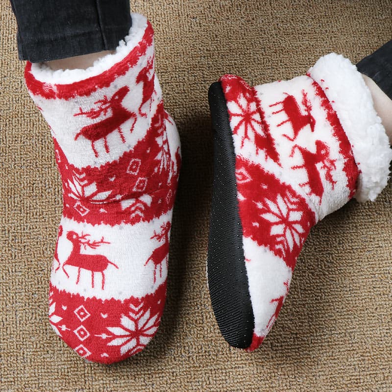 Christmas Elk Floor Shoes Indoor Socks Warm Plush House Slippers