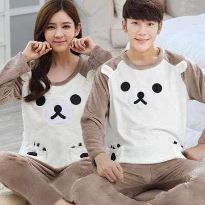Thick Warm Men Flannel Winter Home Service Suit