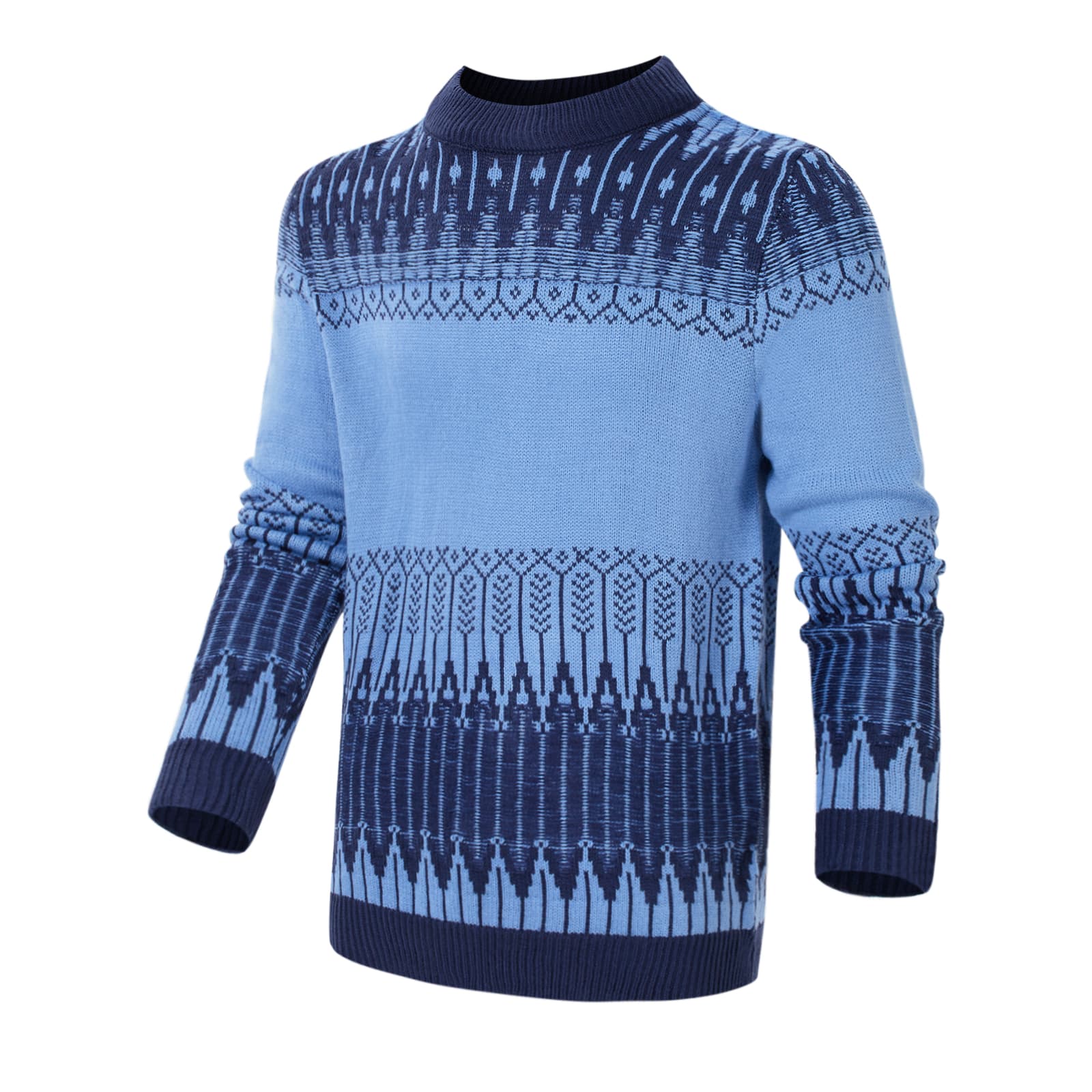 Men's Crewneck Pullover Sweater Unisex Fair Isle Long Sleeve Knitted